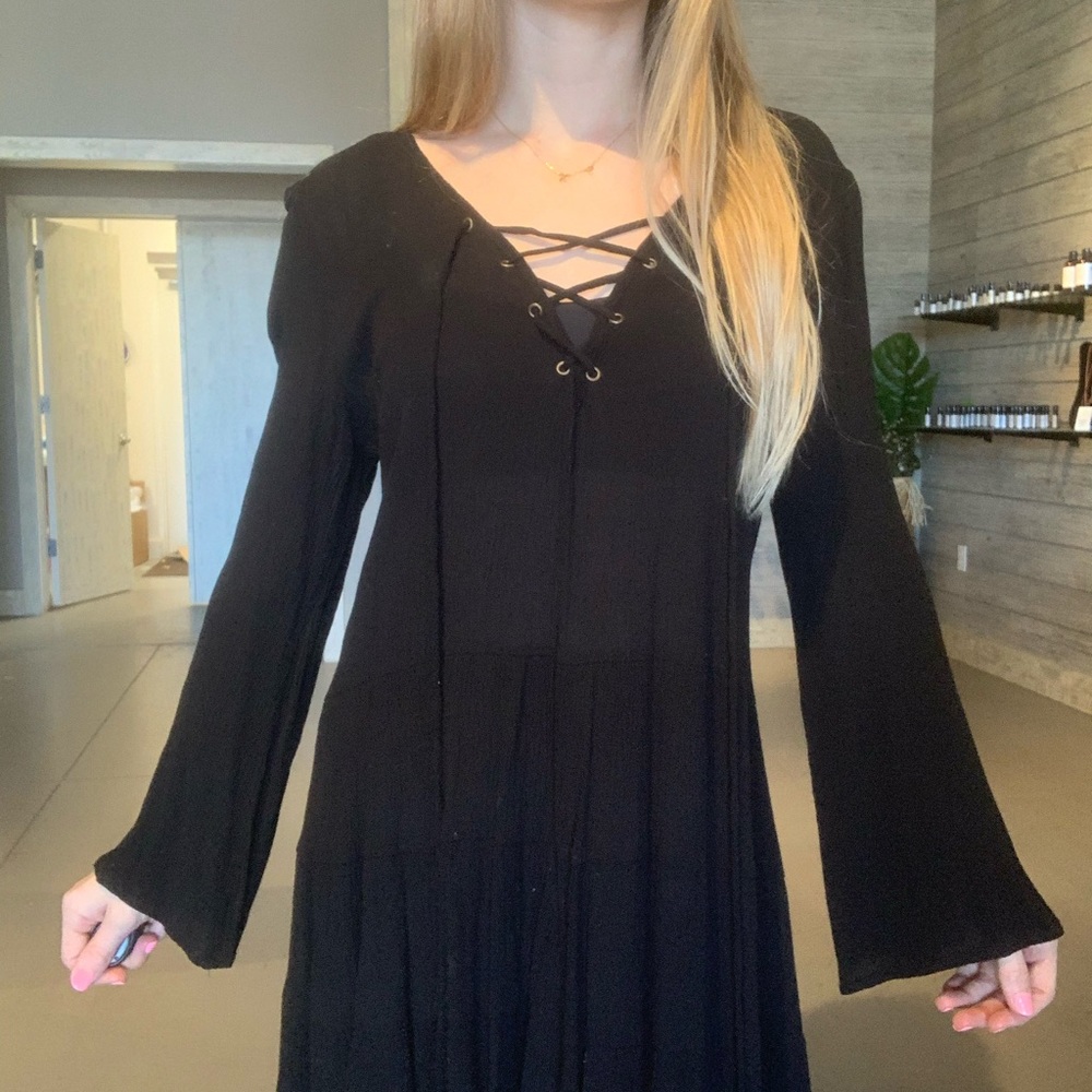 Black dress from pac sun, super cute and cozy